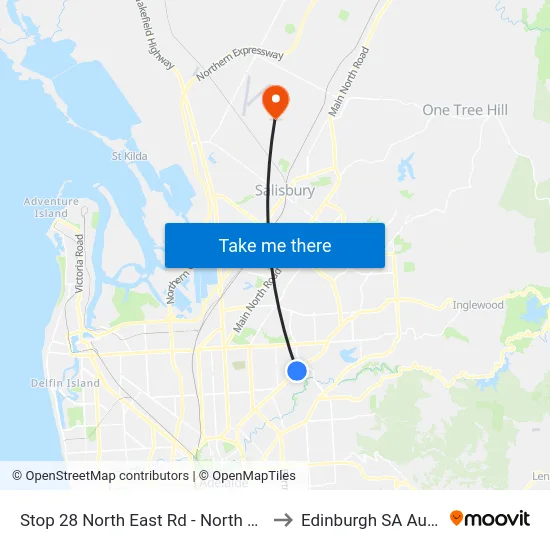 Stop 28 North East Rd - North West side to Edinburgh SA Australia map
