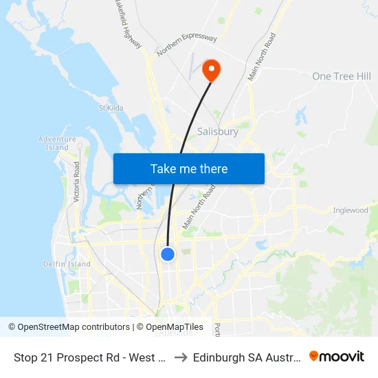 Stop 21 Prospect Rd - West side to Edinburgh SA Australia map