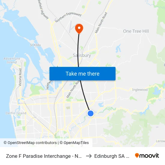 Zone F Paradise Interchange - North West side to Edinburgh SA Australia map