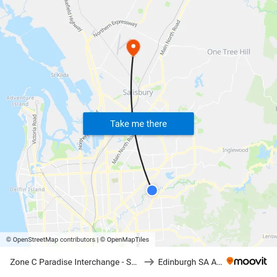 Zone C Paradise Interchange - South East side to Edinburgh SA Australia map