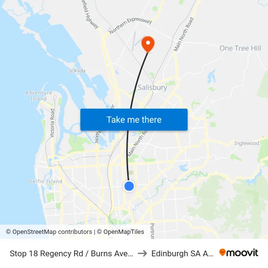 Stop 18 Regency Rd / Burns Ave - South side to Edinburgh SA Australia map