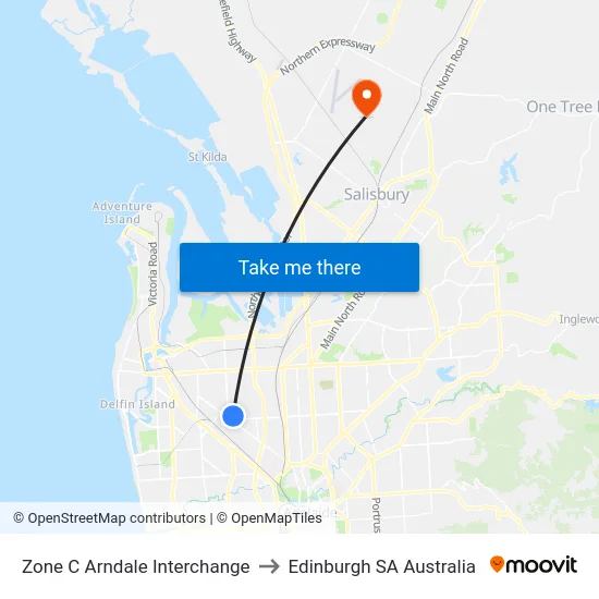 Zone C Arndale Interchange to Edinburgh SA Australia map