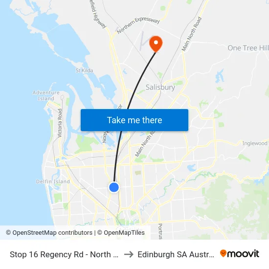 Stop 16 Regency Rd - North side to Edinburgh SA Australia map