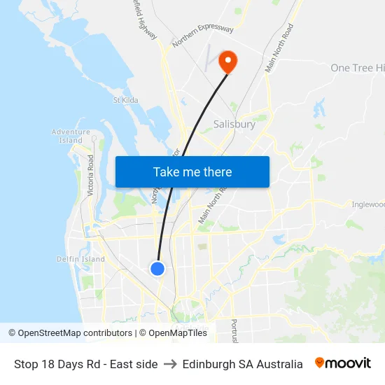 Stop 18 Days Rd - East side to Edinburgh SA Australia map