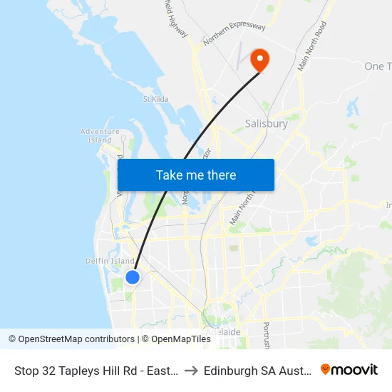 Stop 32 Tapleys Hill Rd - East side to Edinburgh SA Australia map