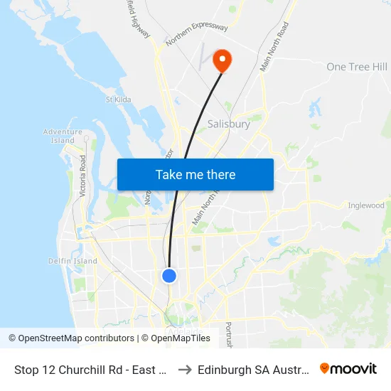 Stop 12 Churchill Rd - East side to Edinburgh SA Australia map