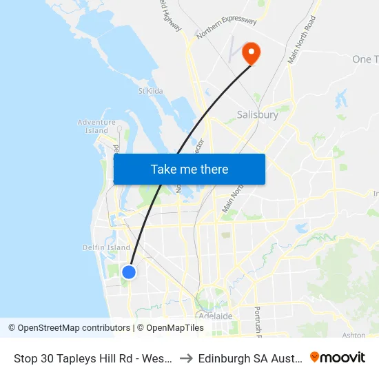 Stop 30 Tapleys Hill Rd - West side to Edinburgh SA Australia map