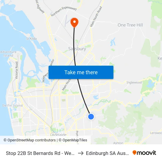Stop 22B St Bernards Rd - West side to Edinburgh SA Australia map