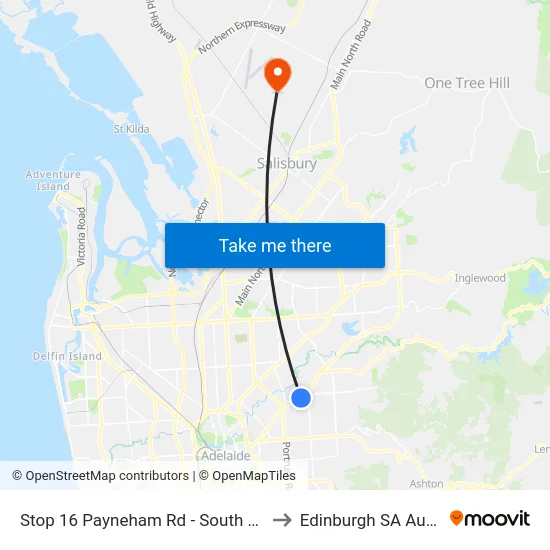 Stop 16 Payneham Rd - South East side to Edinburgh SA Australia map