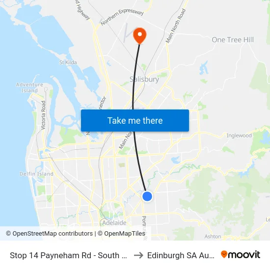 Stop 14 Payneham Rd - South East side to Edinburgh SA Australia map