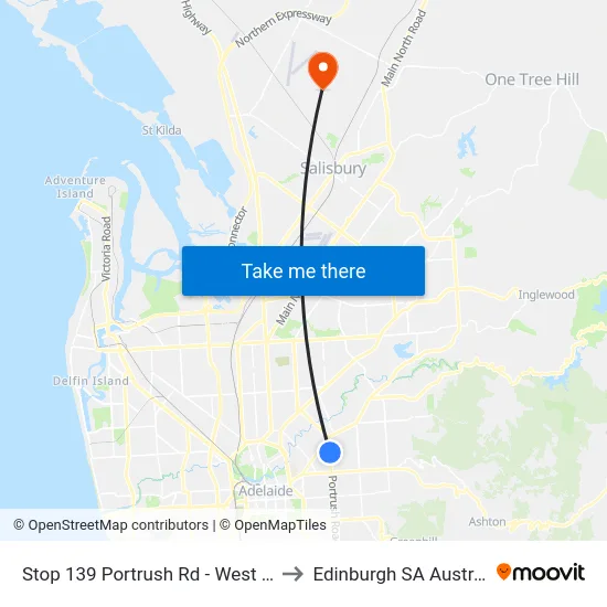Stop 139 Portrush Rd - West side to Edinburgh SA Australia map