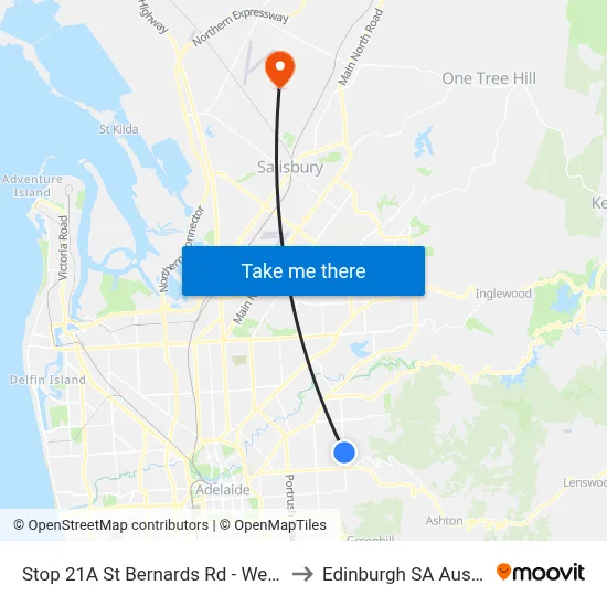 Stop 21A St Bernards Rd - West side to Edinburgh SA Australia map