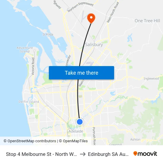 Stop 4 Melbourne St - North West side to Edinburgh SA Australia map
