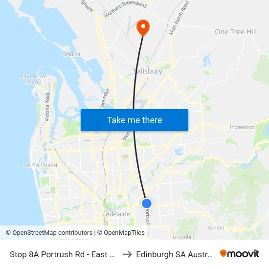 Stop 8A Portrush Rd - East side to Edinburgh SA Australia map