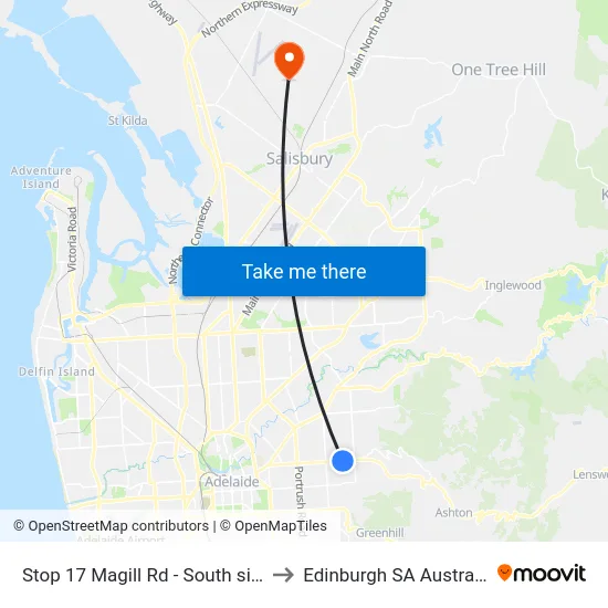 Stop 17 Magill Rd - South side to Edinburgh SA Australia map