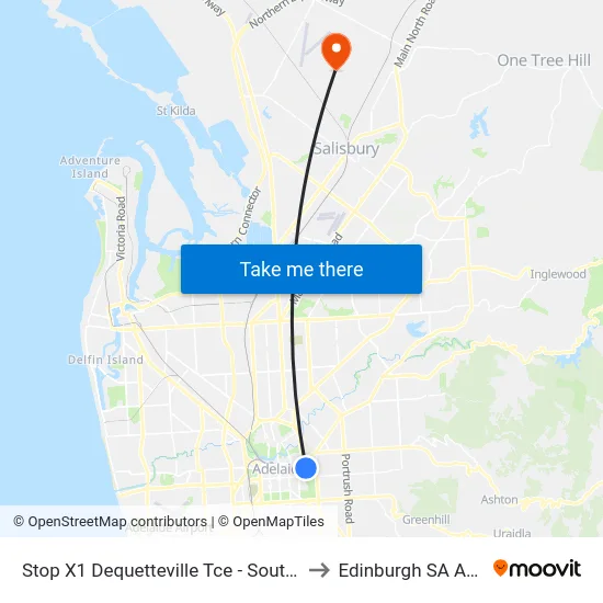 Stop X1 Dequetteville Tce - South West side to Edinburgh SA Australia map