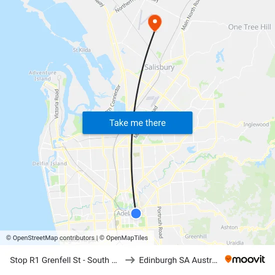 Stop R1 Grenfell St - South side to Edinburgh SA Australia map