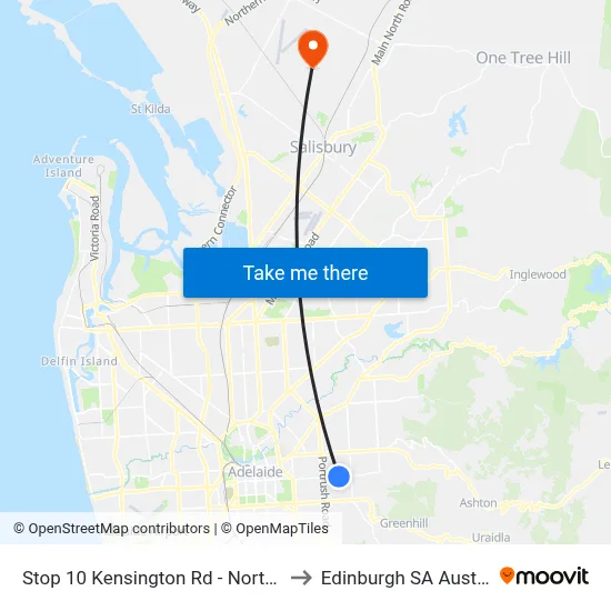 Stop 10 Kensington Rd - North side to Edinburgh SA Australia map