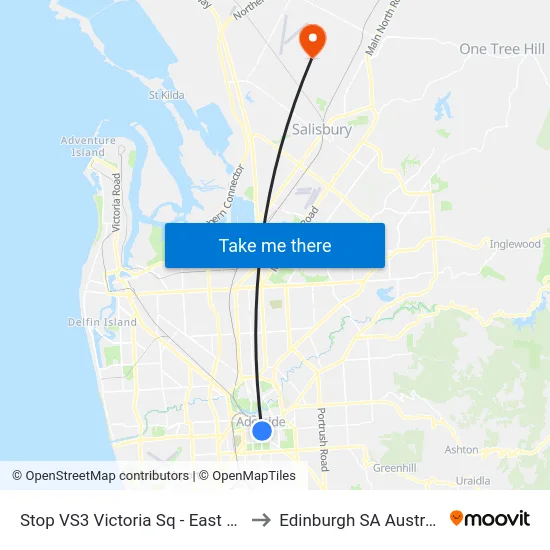 Stop VS3 Victoria Sq - East side to Edinburgh SA Australia map