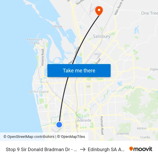 Stop 9 Sir Donald Bradman Dr - South side to Edinburgh SA Australia map