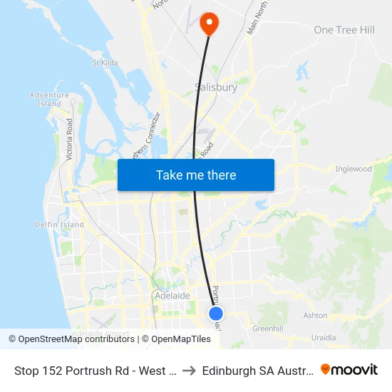 Stop 152 Portrush Rd - West side to Edinburgh SA Australia map