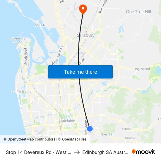 Stop 14 Devereux Rd - West side to Edinburgh SA Australia map