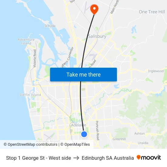 Stop 1 George St - West side to Edinburgh SA Australia map