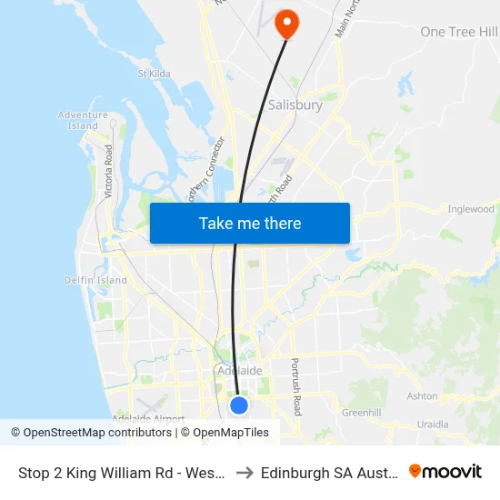 Stop 2 King William Rd - West side to Edinburgh SA Australia map