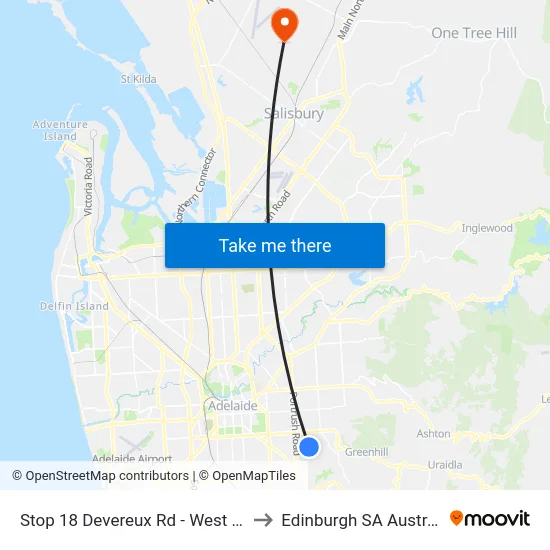 Stop 18 Devereux Rd - West side to Edinburgh SA Australia map