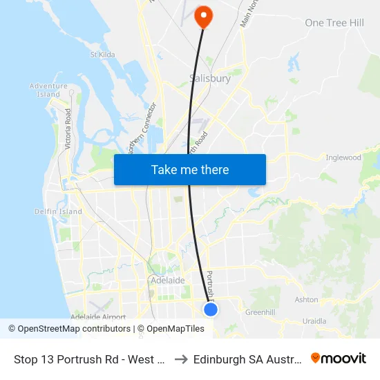 Stop 13 Portrush Rd - West side to Edinburgh SA Australia map