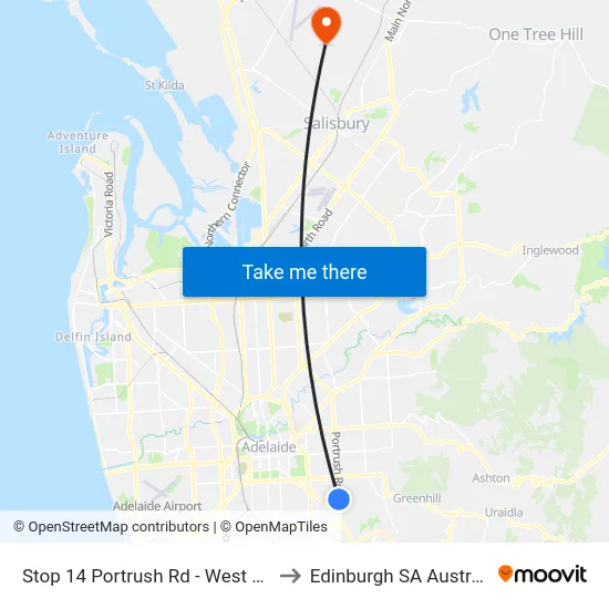 Stop 14 Portrush Rd - West side to Edinburgh SA Australia map
