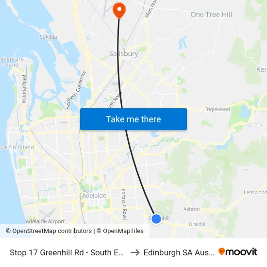 Stop 17 Greenhill Rd - South East side to Edinburgh SA Australia map