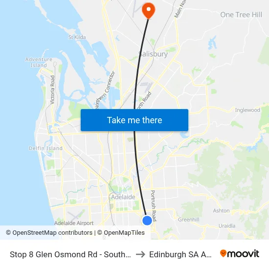 Stop 8 Glen Osmond Rd - South West side to Edinburgh SA Australia map
