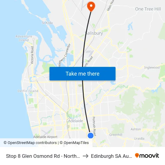 Stop 8 Glen Osmond Rd - North East side to Edinburgh SA Australia map