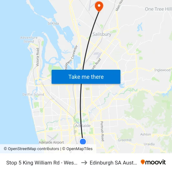 Stop 5 King William Rd - West side to Edinburgh SA Australia map