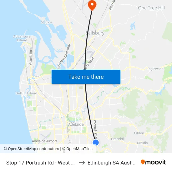 Stop 17 Portrush Rd - West side to Edinburgh SA Australia map