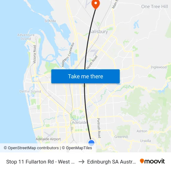 Stop 11 Fullarton Rd - West side to Edinburgh SA Australia map