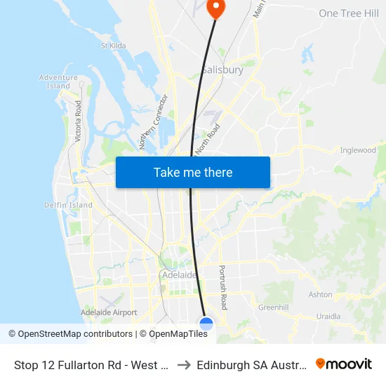 Stop 12 Fullarton Rd - West side to Edinburgh SA Australia map