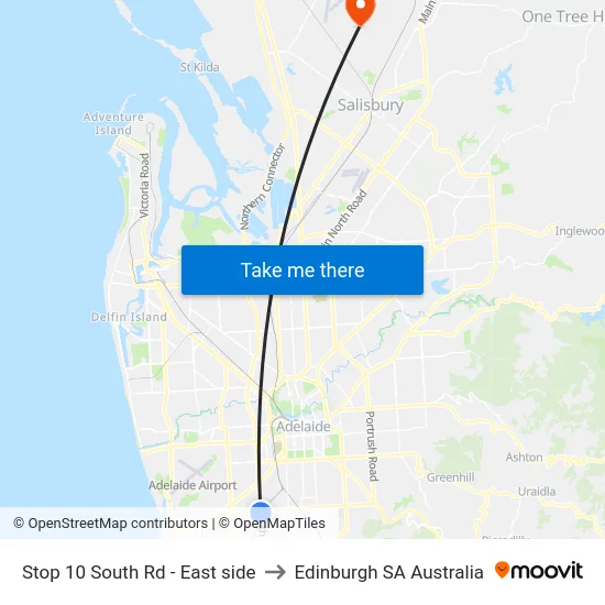 Stop 10 South Rd - East side to Edinburgh SA Australia map