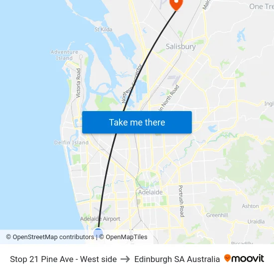 Stop 21 Pine Ave - West side to Edinburgh SA Australia map