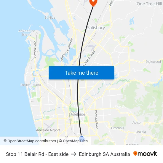 Stop 11 Belair Rd - East side to Edinburgh SA Australia map