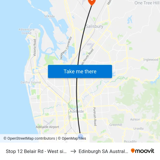 Stop 12 Belair Rd - West side to Edinburgh SA Australia map
