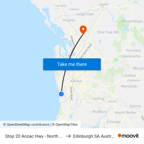 Stop 20 Anzac Hwy - North side to Edinburgh SA Australia map