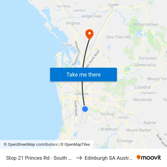 Stop 21 Princes Rd - South side to Edinburgh SA Australia map