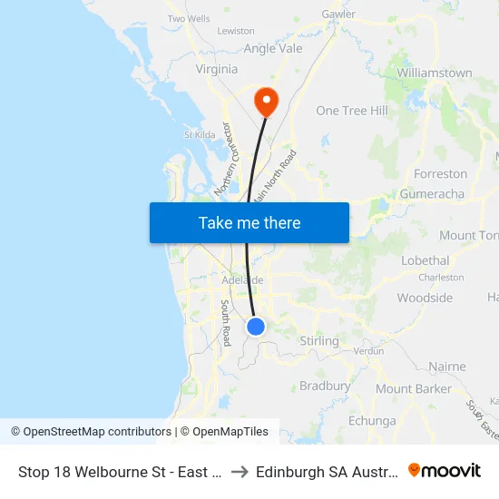 Stop 18 Welbourne St - East side to Edinburgh SA Australia map