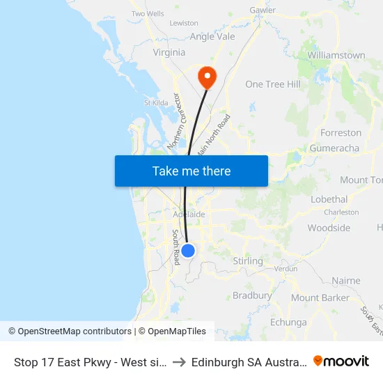 Stop 17 East Pkwy - West side to Edinburgh SA Australia map