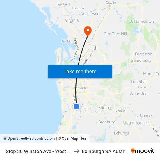Stop 20 Winston Ave - West side to Edinburgh SA Australia map
