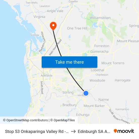 Stop 53 Onkaparinga Valley Rd - South side to Edinburgh SA Australia map
