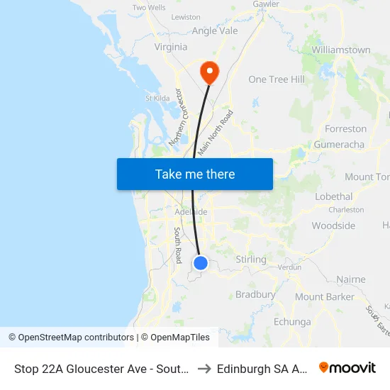 Stop 22A Gloucester Ave - South East side to Edinburgh SA Australia map