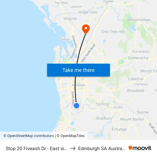 Stop 20 Fiveash Dr - East side to Edinburgh SA Australia map